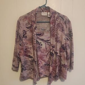 VTG Alfred Dunner Floral Purples Cardigan w/ Built In Cami XL Petite